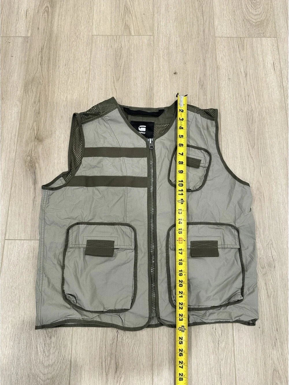 NWT G-Star Raw Utility Fabric Mix Pockets Poplin Vest Size Large